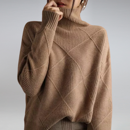 Comfortabele warme dames sweater met structuur en ronde hals