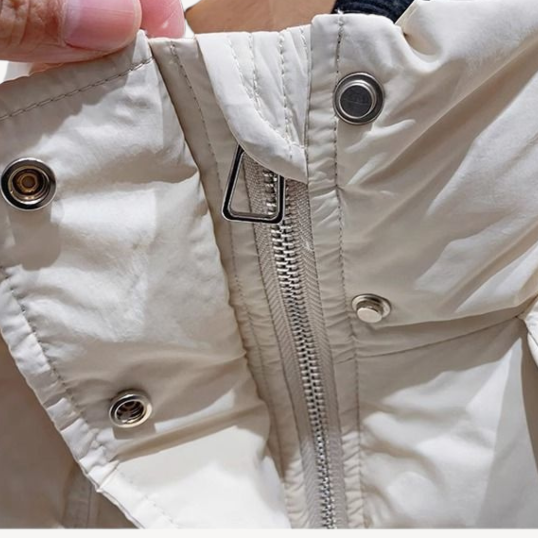 Oversized Dames Puffer Jas met Hoge Kraag en Rits