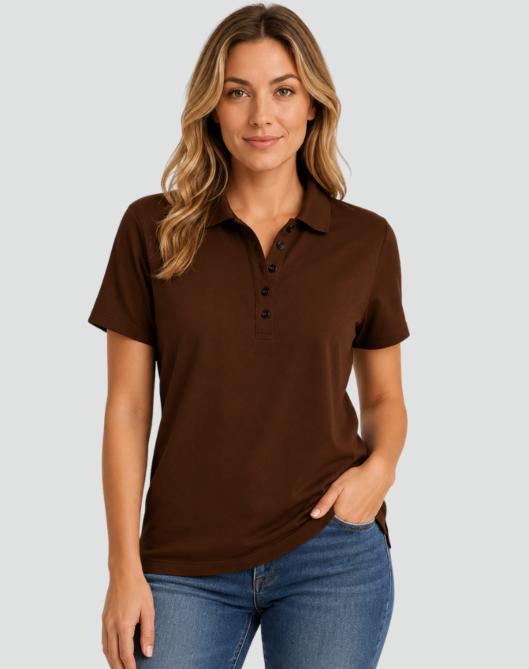 Casual Women's Polo Shirt With Short Sleeves And Button Closure