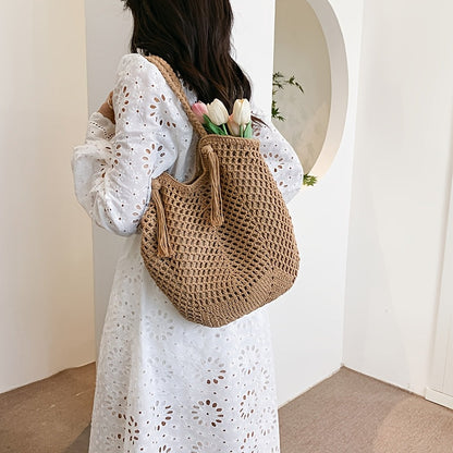 Sac d'épaule bohème d'été pour femmes avec poignées tressées