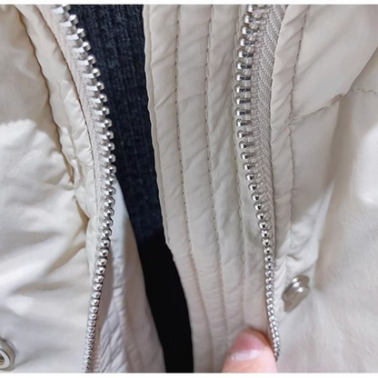Oversized Dames Puffer Jas met Hoge Kraag en Rits