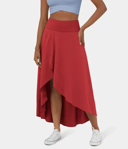 Luchtige Zomer Midi Rok Met Hoge Taille En Split Voor Dames