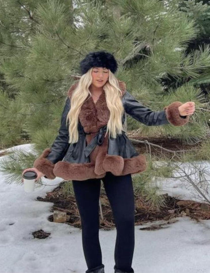Luxe Dames Winterjas met Faux Fur en Ceintuur