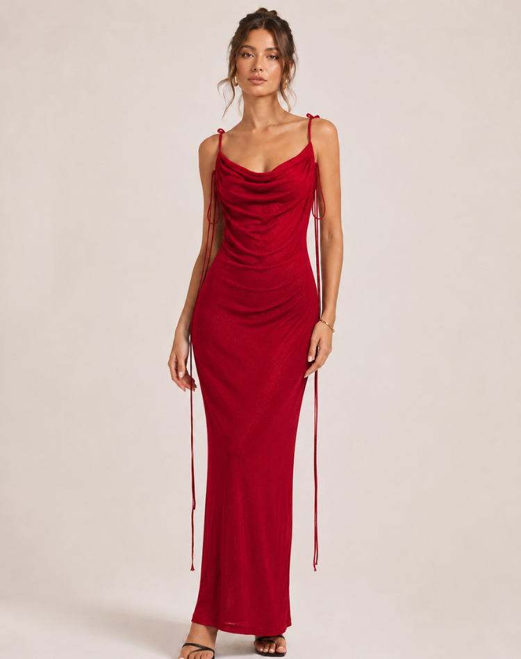 Ohanna | Robe midi élégante à col bénitier