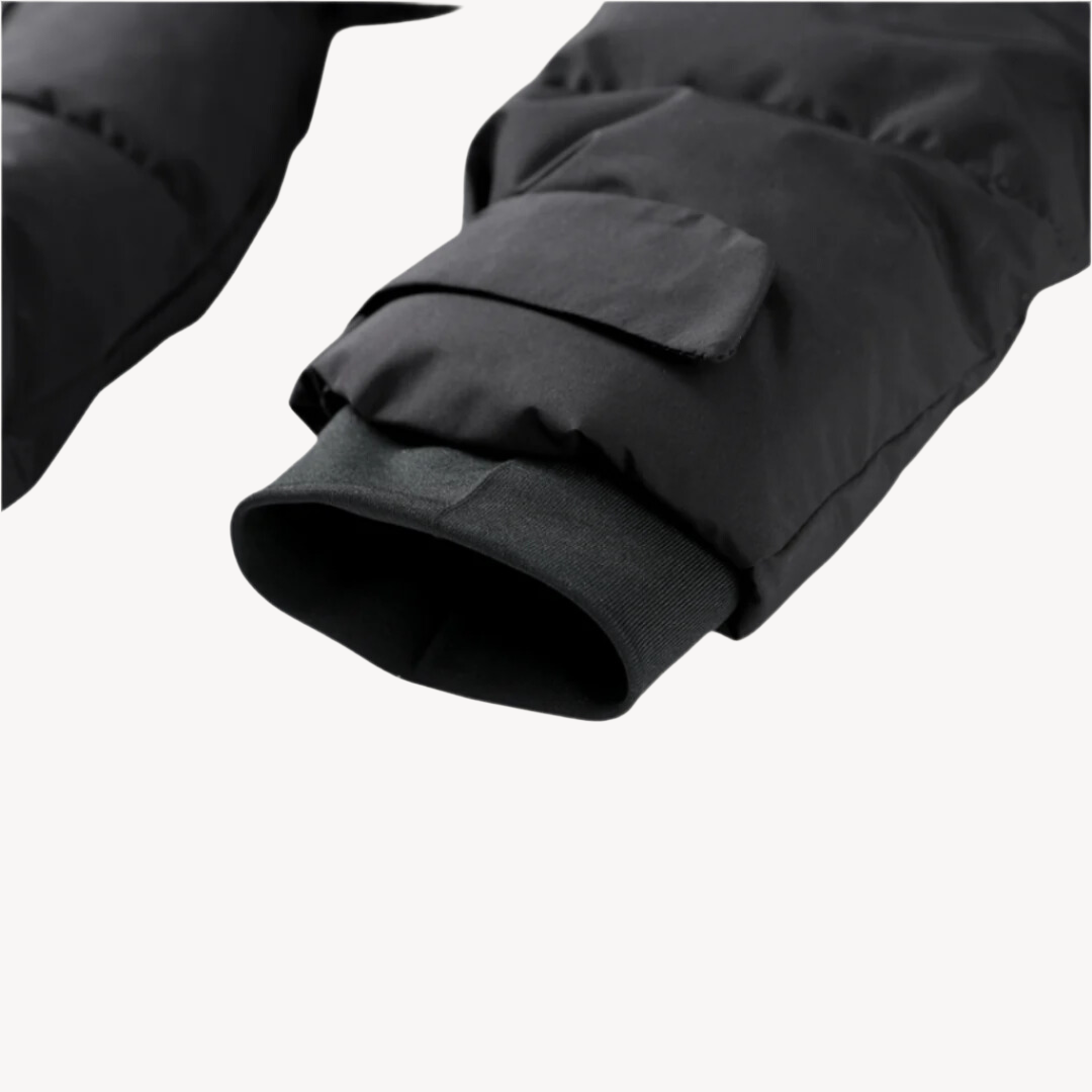 Warme Zwarte Dames Puffer Jas met Riem en Hoge Kraag