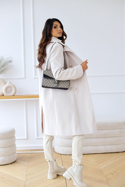 Elegante Chique Getailleerde Dames Wollen Jas met Knopen