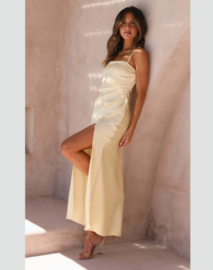 Elegante Dames Jurk met Spaghettibandjes en Zijsplit