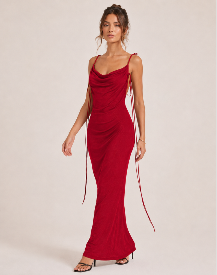 Ohanna | Robe midi élégante à col bénitier