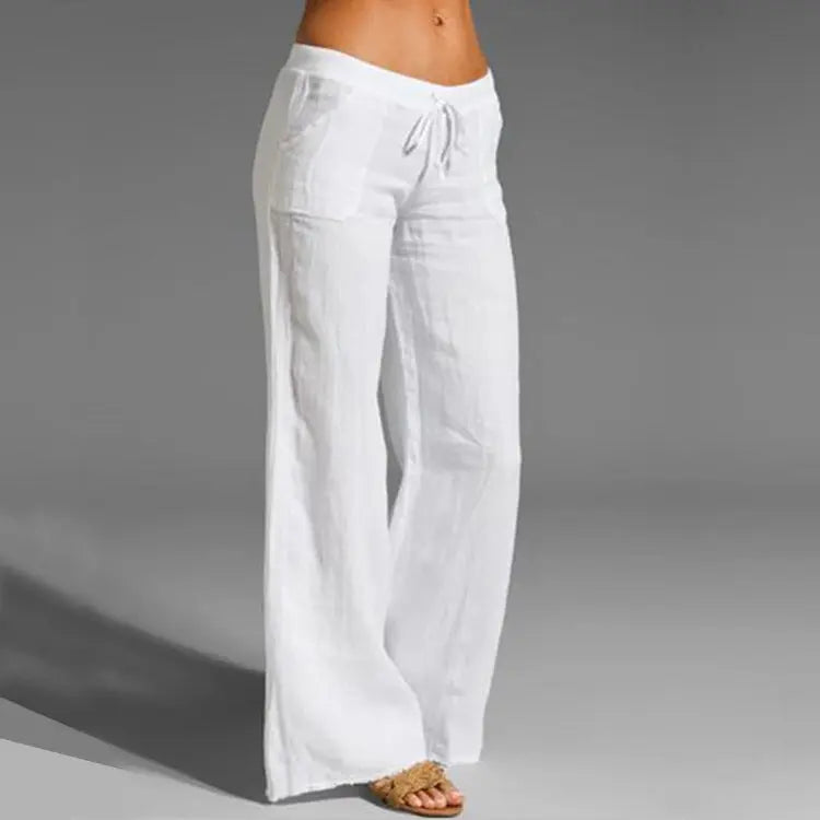 Luchtige Pantalon Met Wijde Pijpen En Trekkoord voor Dames