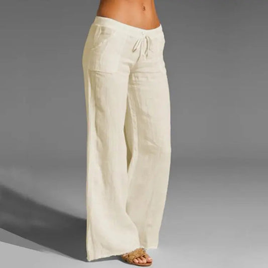 Luchtige Pantalon Met Wijde Pijpen En Trekkoord voor Dames