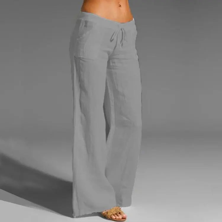 Luchtige Pantalon Met Wijde Pijpen En Trekkoord voor Dames