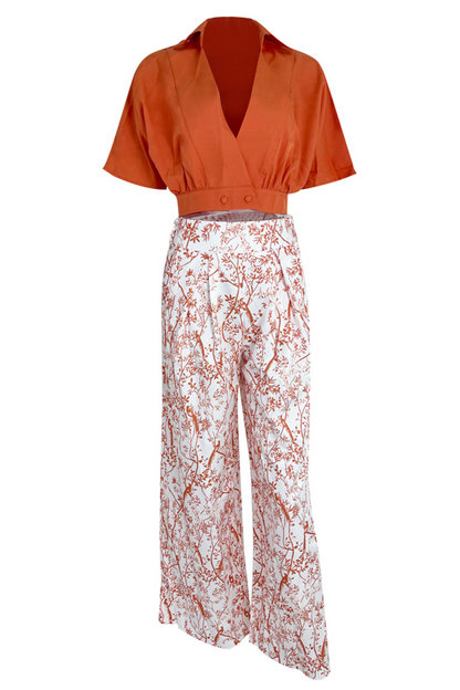 Britta | Tweedelige Set met Botanische Print