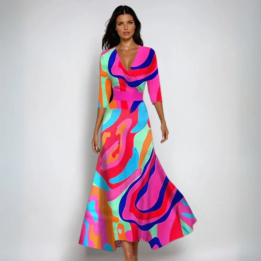 Bloemenprint Cocktailjurk In Maxi Lengte Met Wikkeldetail