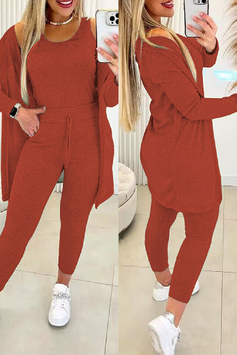Warme Dames 3-delige Loungewear Set met Legging en Vest