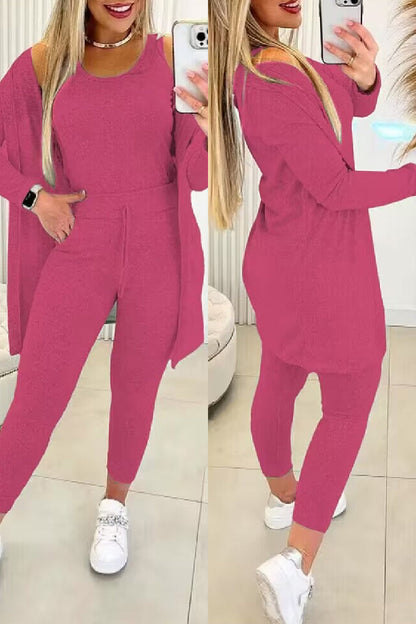 Warme Dames 3-delige Loungewear Set met Legging en Vest