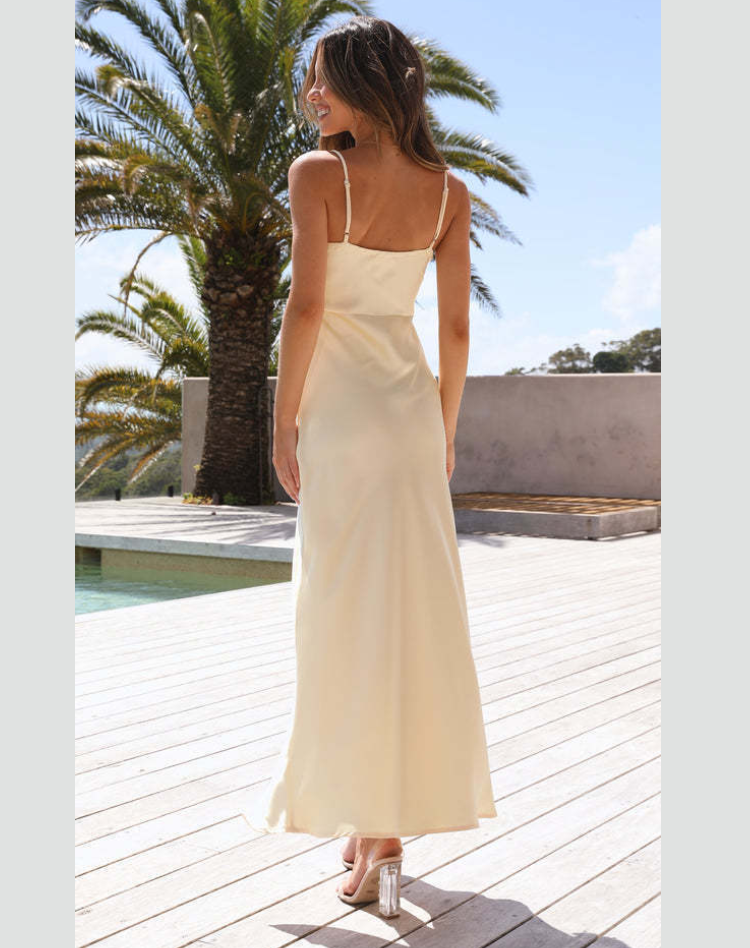 Elegante Dames Jurk met Spaghettibandjes en Zijsplit