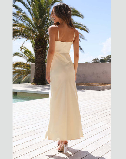 Elegante Dames Jurk met Spaghettibandjes en Zijsplit