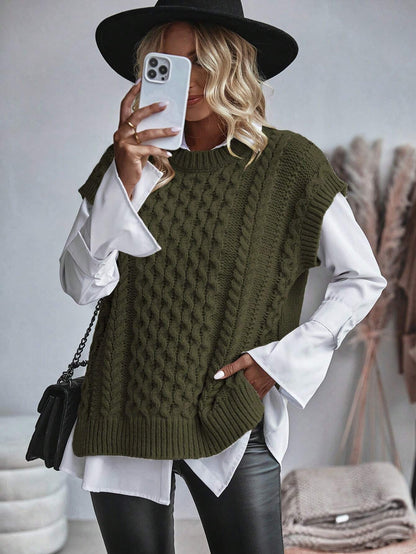 Trendy Comfortabel Dames Gebreid Gilet met Losse Pasvorm