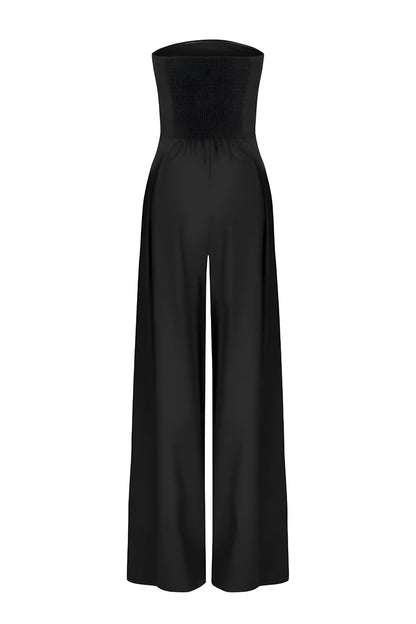 Combinaison bustier chic pour femmes avec taille haute et pantalons larges