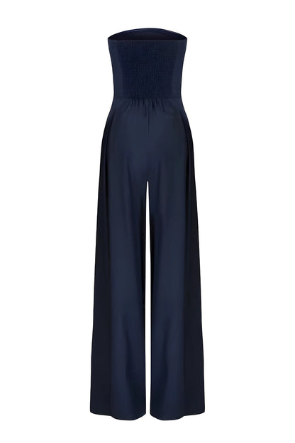 Combinaison bustier chic pour femmes avec taille haute et pantalons larges