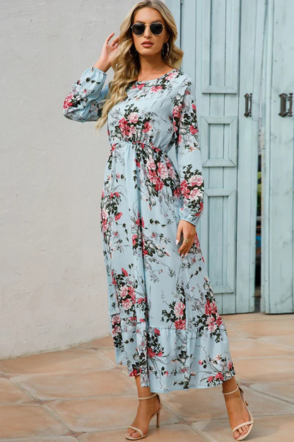 Maxi Zomerjurk Met Bloemenprint En Lange Mouwen Voor Dames