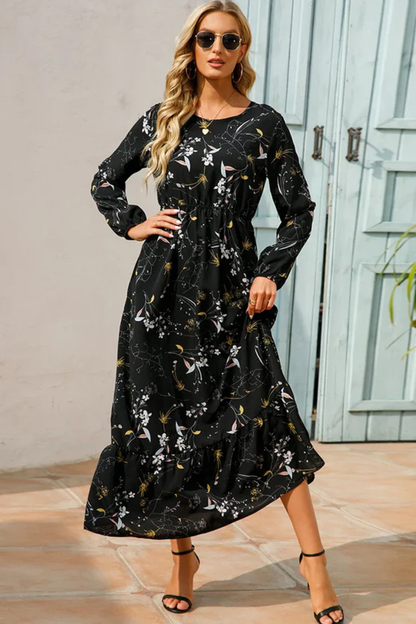 Maxi Zomerjurk Met Bloemenprint En Lange Mouwen Voor Dames