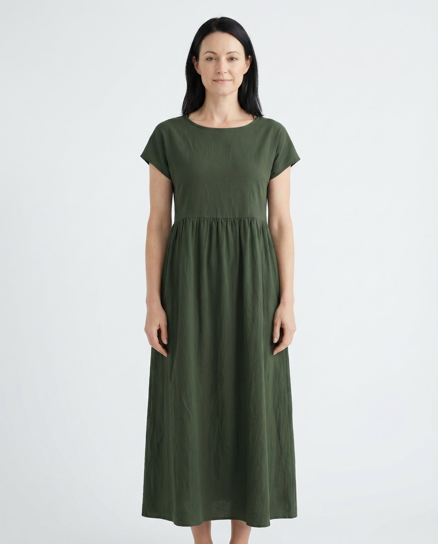 rose-midi-jurk-dames-olijfgroen-1