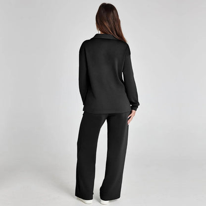 Stijlvolle Dames Loungewear Set met Wijde Pijpen