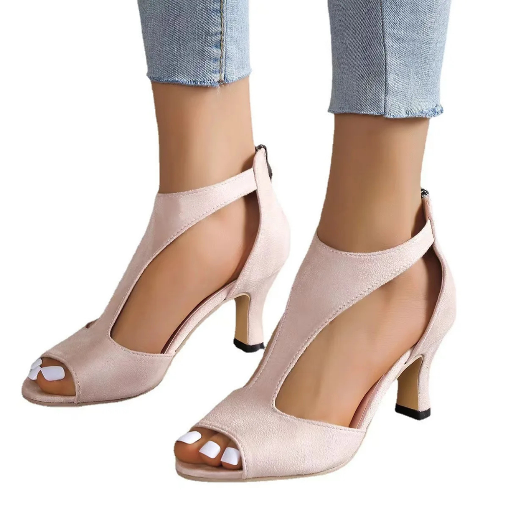 Talons pour femmes avec bout ouvert et confort de talon compensé