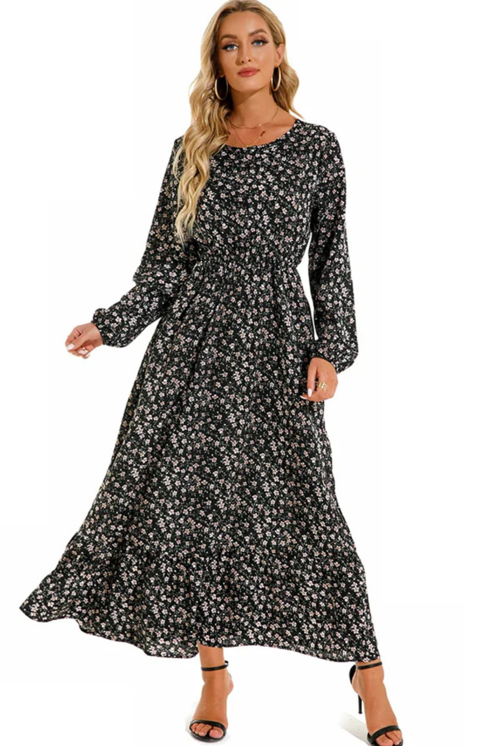 Maxi Zomerjurk Met Bloemenprint En Lange Mouwen Voor Dames