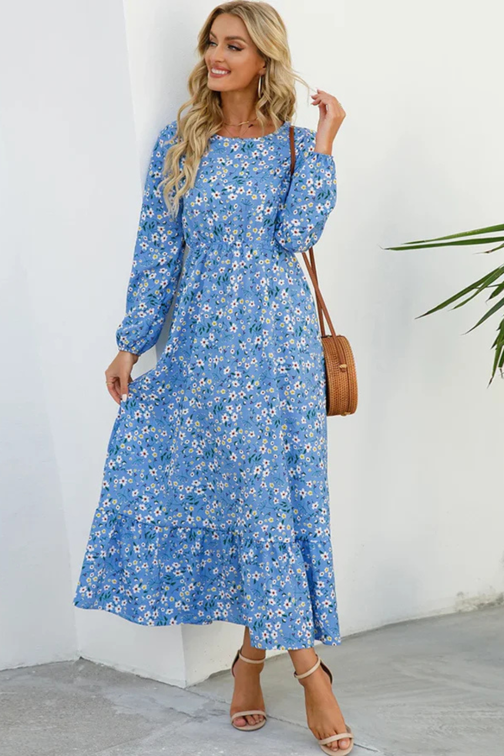 Maxi Zomerjurk Met Bloemenprint En Lange Mouwen Voor Dames