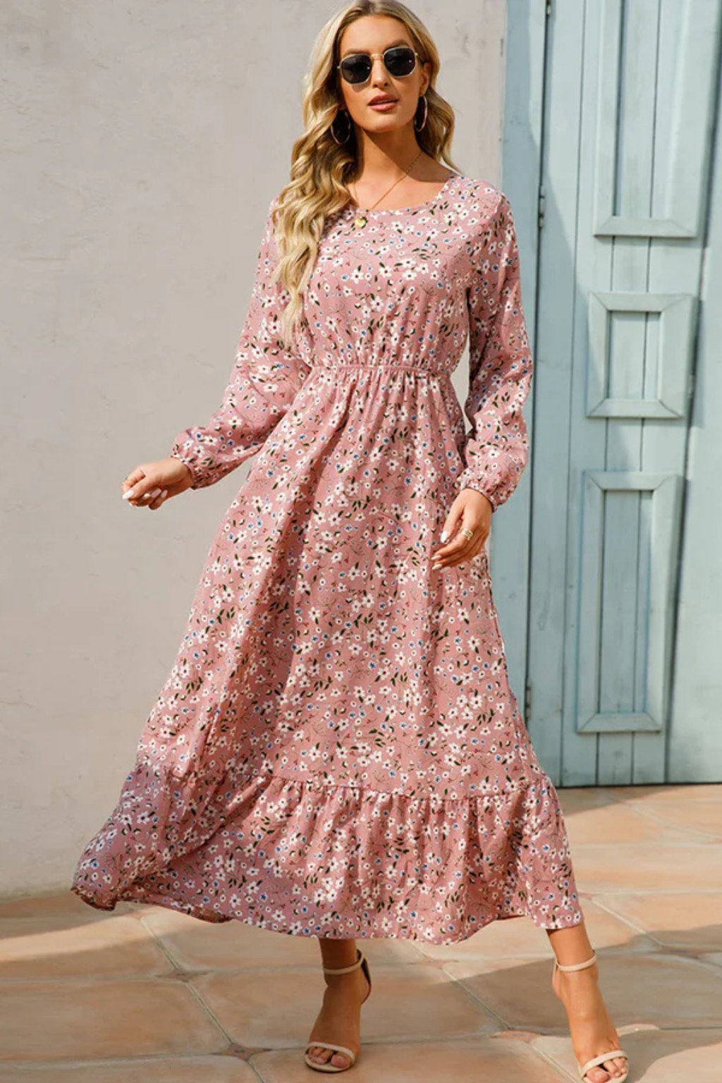 Maxi Zomerjurk Met Bloemenprint En Lange Mouwen Voor Dames