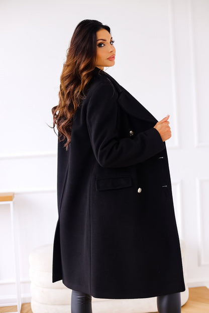 Elegante Chique Getailleerde Dames Wollen Jas met Knopen