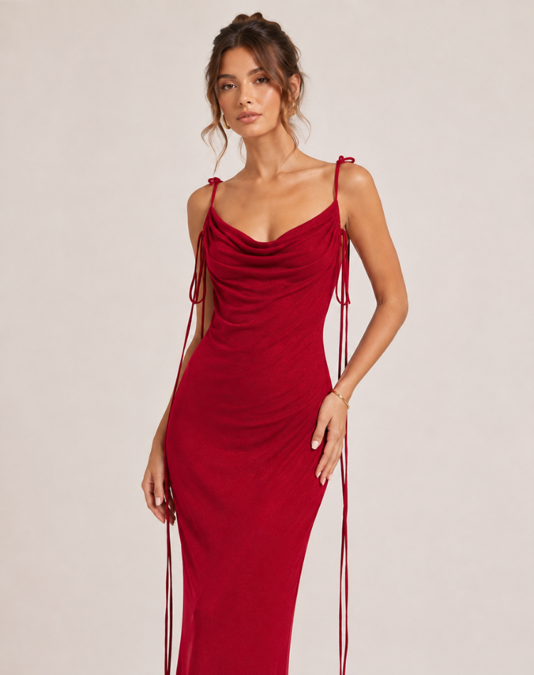 Ohanna | Robe midi élégante à col bénitier