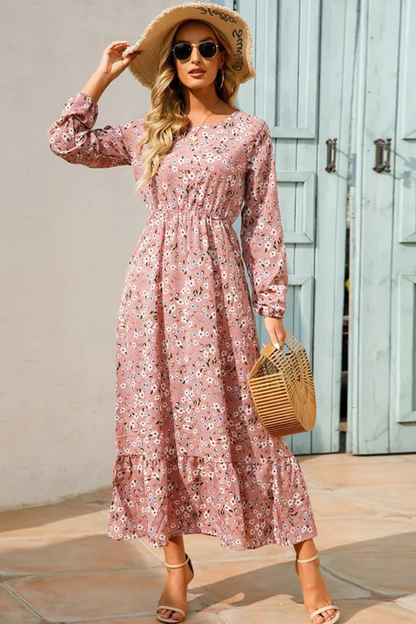 Maxi Zomerjurk Met Bloemenprint En Lange Mouwen Voor Dames