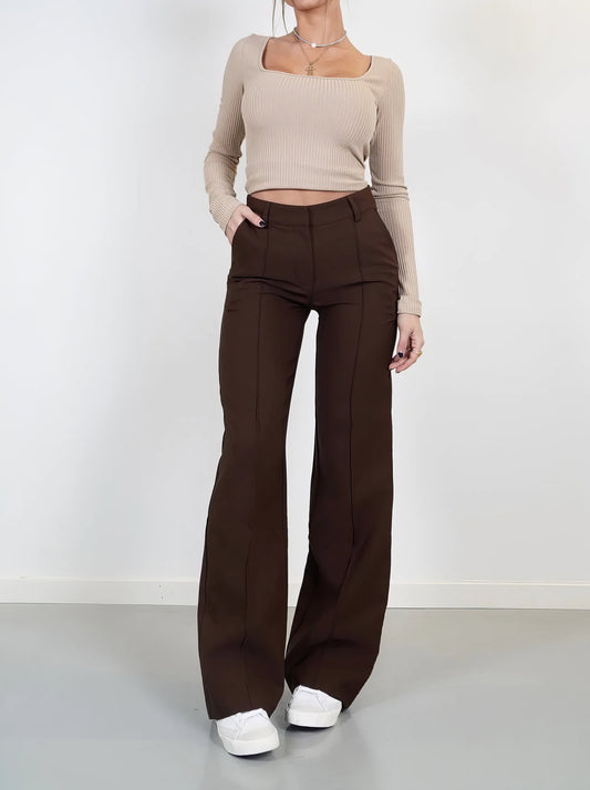 Hoge Taille Dames Pantalon met Rechte Pasvorm