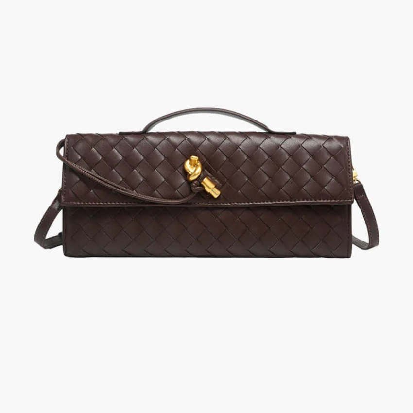 Tanyah | Elegant Brown Woven Clutch