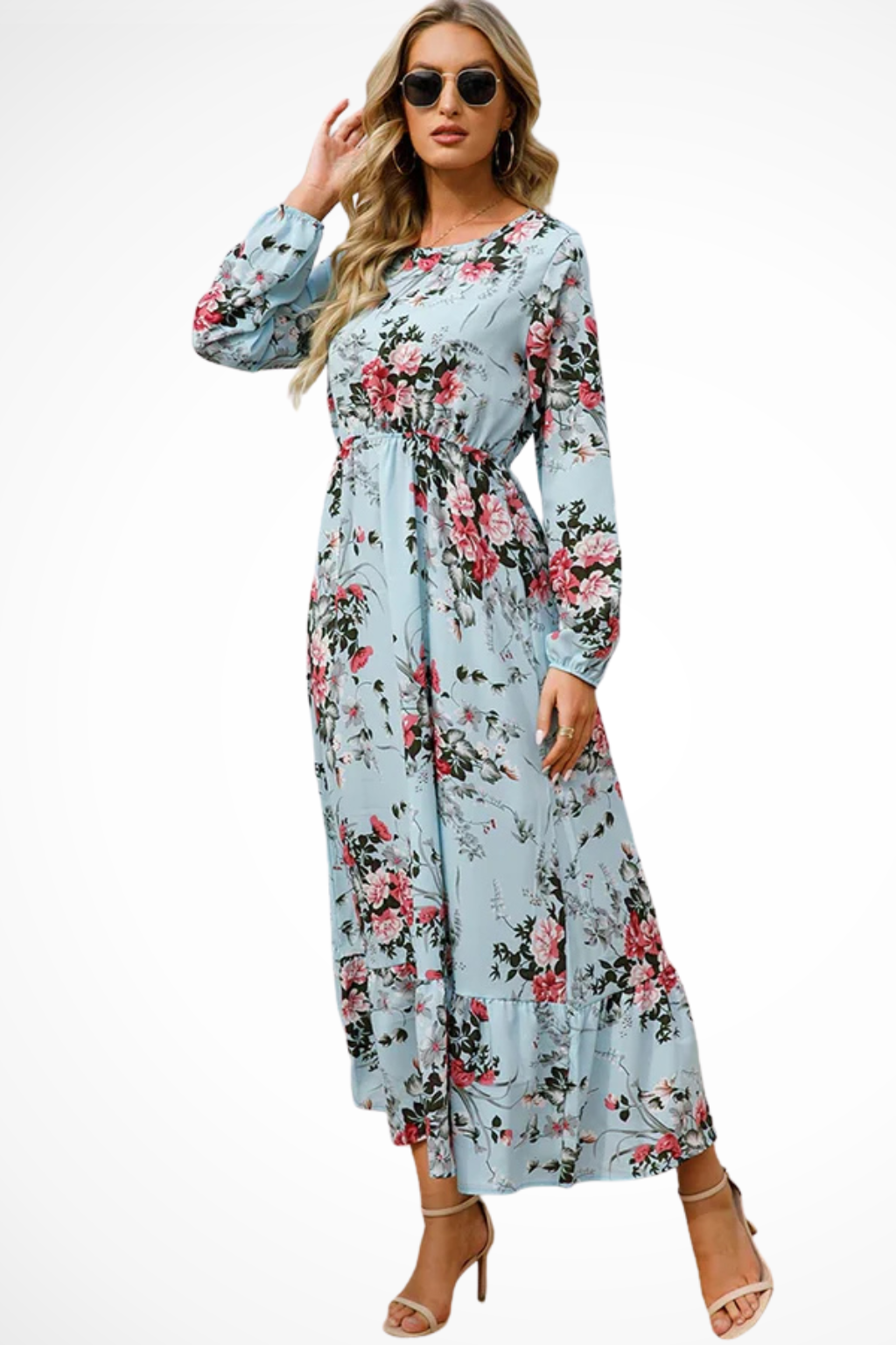 Maxi Zomerjurk Met Bloemenprint En Lange Mouwen Voor Dames