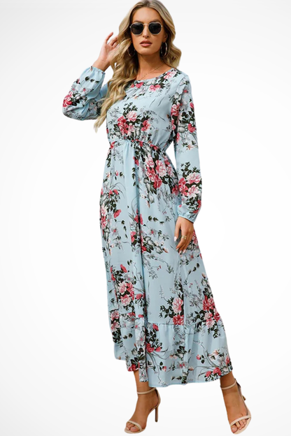 Maxi Zomerjurk Met Bloemenprint En Lange Mouwen Voor Dames