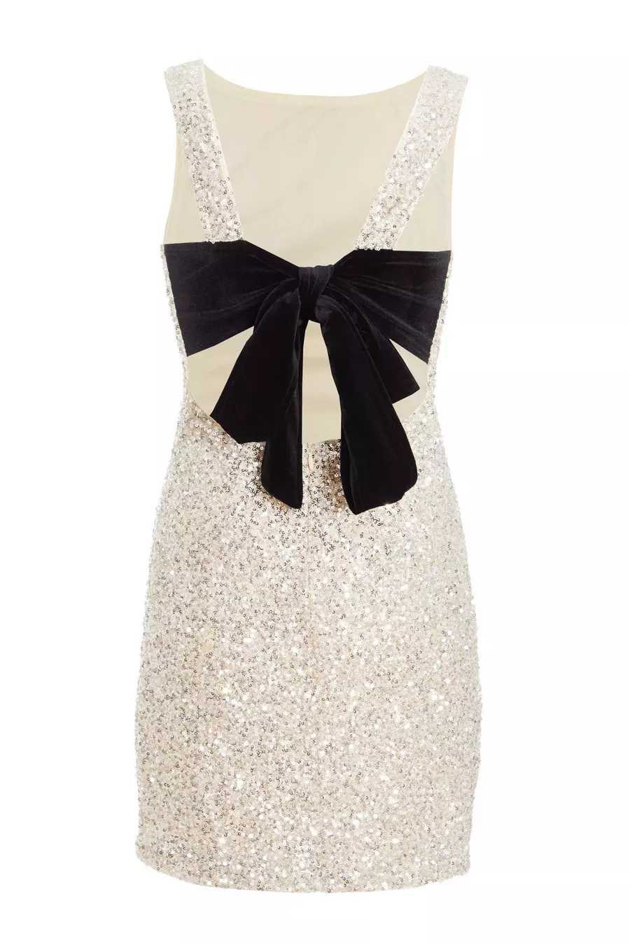 Feestelijke Dames Mini Jurk met Pailletten en Grote Strik