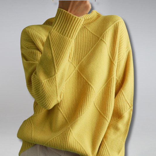 Comfortabele warme dames sweater met structuur en ronde hals