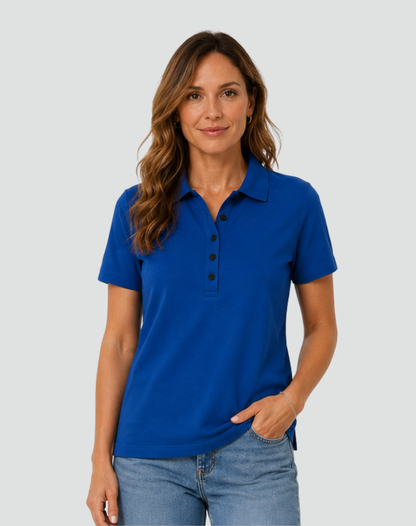 Casual Women's Polo Shirt With Short Sleeves And Button Closure