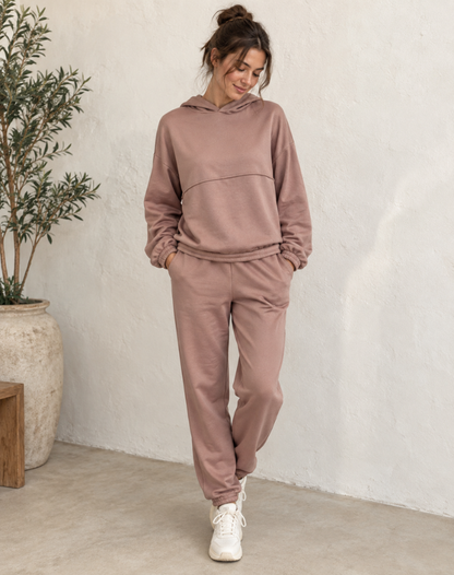 Luxe Dames Tracksuit Set met Hoodie en High Waist Broek