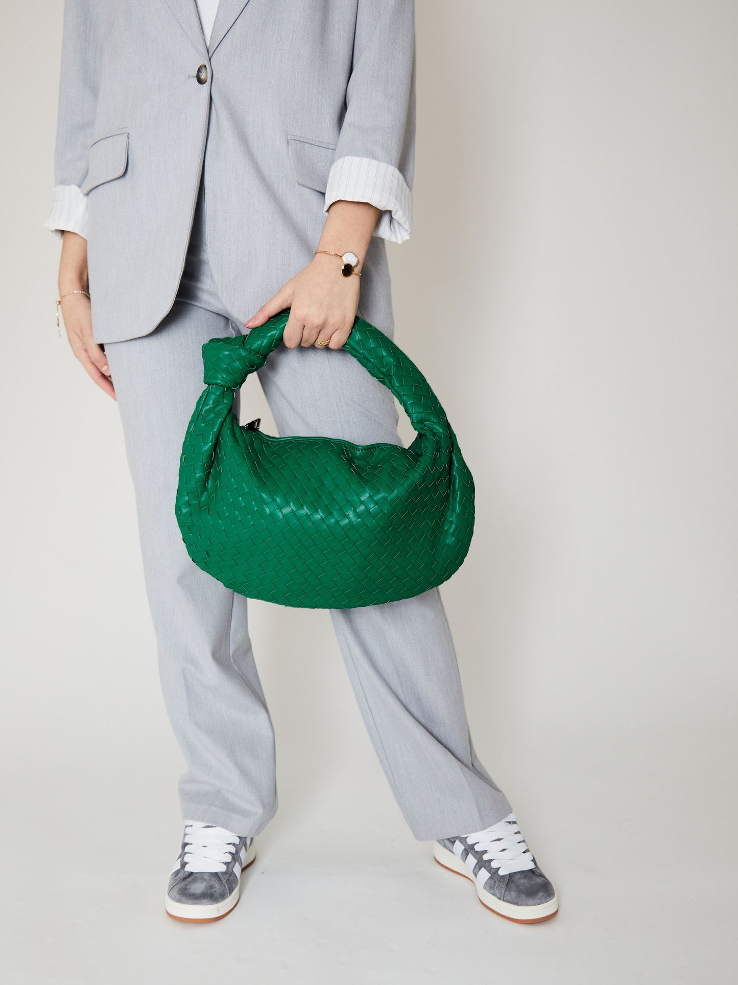 Viana | Bold Emerald Green Woven Handbag