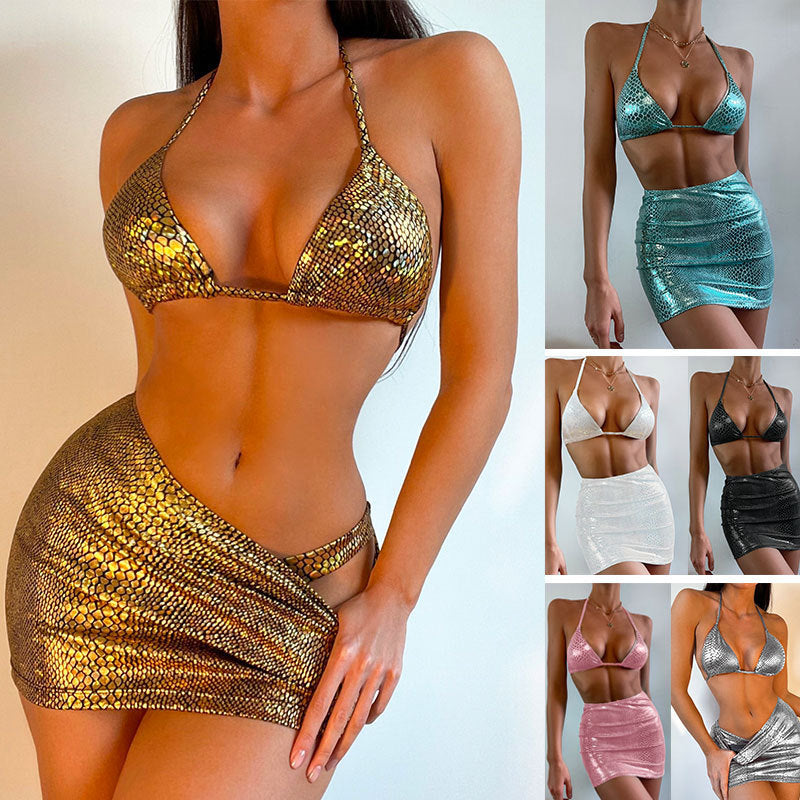 Dorine | Sexy Metallic Two-Piece Set