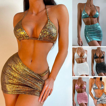 Dorine | Sexy Metallic Two-Piece Set