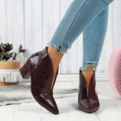 Sietske | Glanzende Croco Print Enkellaarsjes