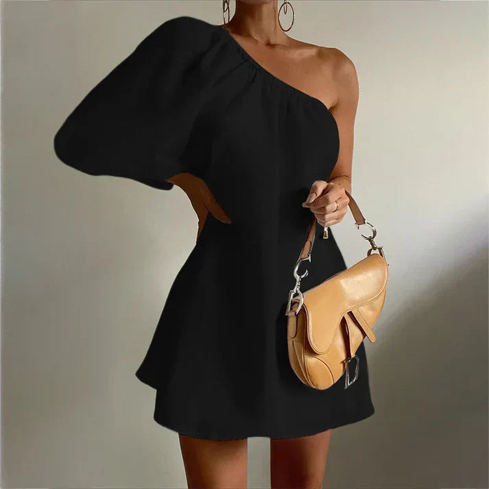 Brígh | One-Shoulder Puff Sleeve Dress
