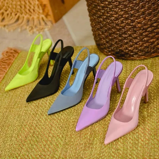 Philia | Puntige Slingback Hakken met Hoge Hak