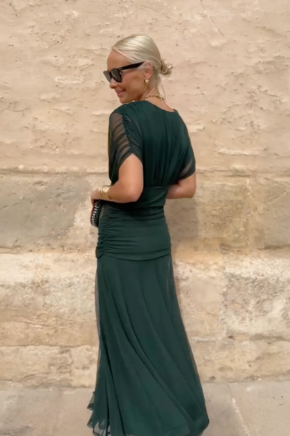 Robe maxi épaules dénudées élégante pour femmes avec coupe aérienne